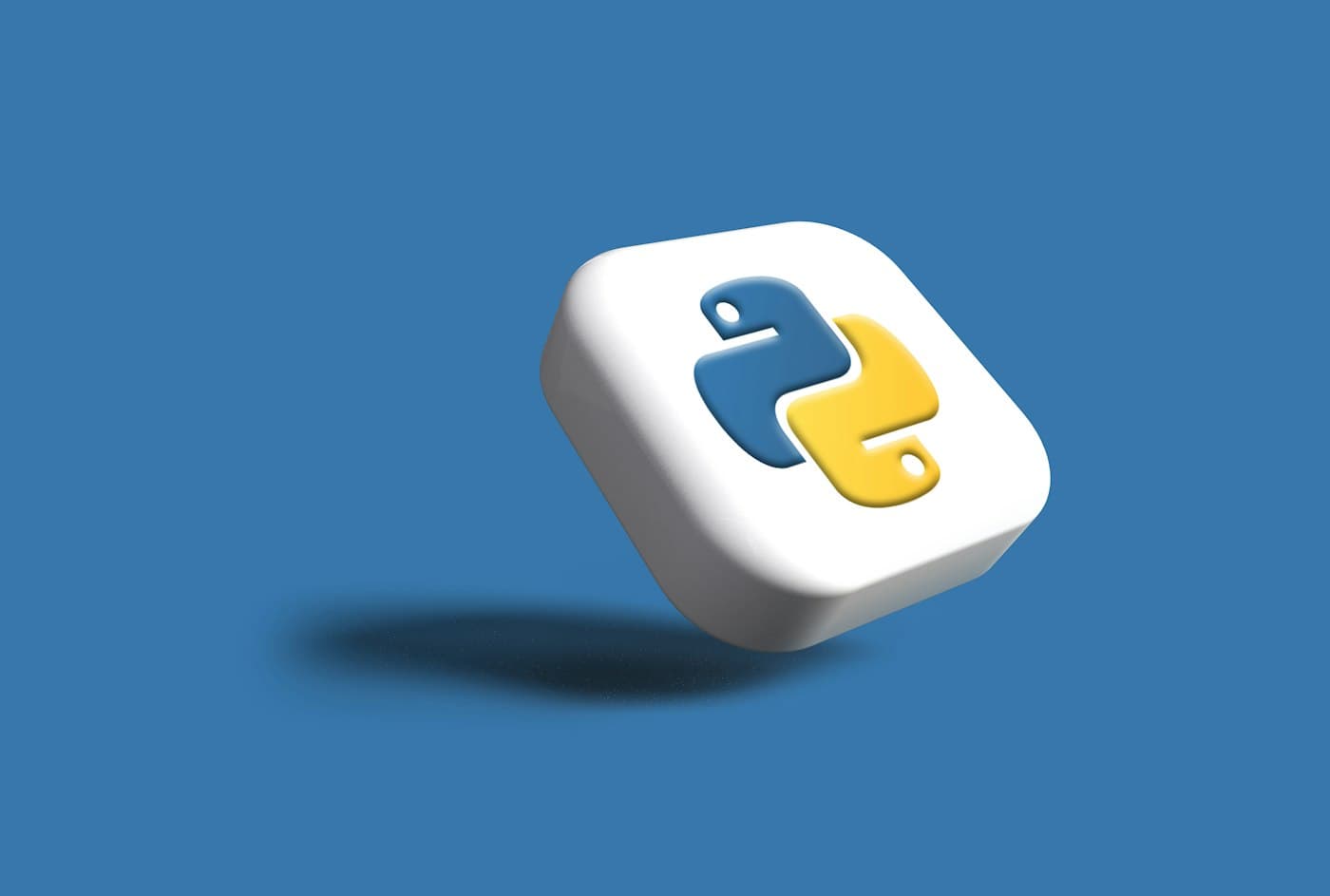 A 3D rendered Python programming language logo